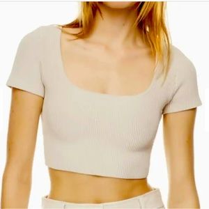 Aritzia
Babaton Sculpt Knit Squareneck Top in Matte Pearl, Size XS